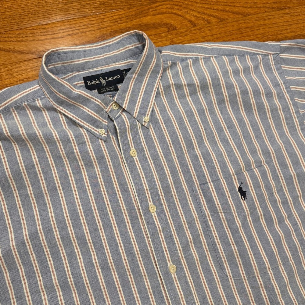 Vintage Ralph Lauren Button-Down Shirt Mens 2XL OCBD Oxford The Big Shirt Stripe